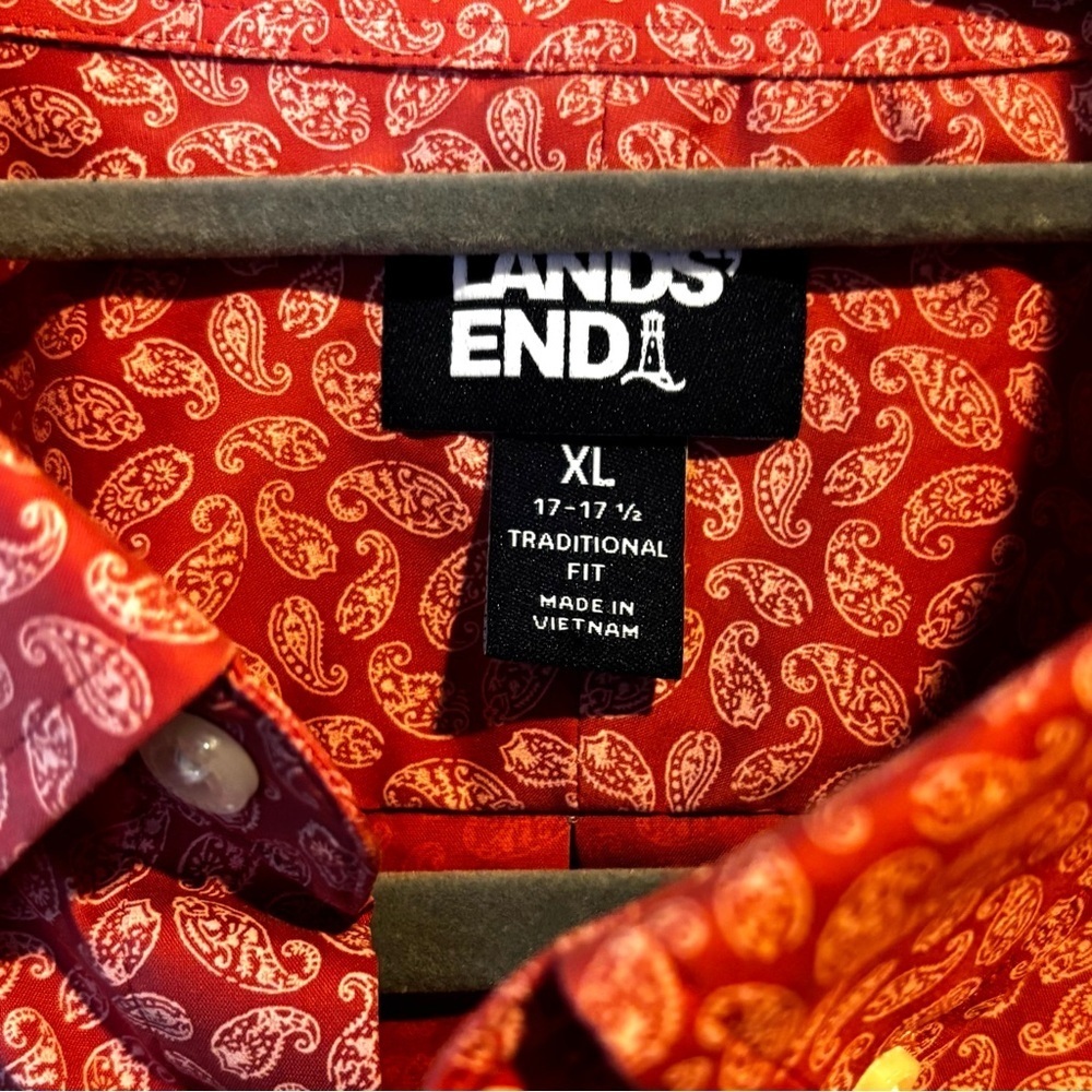 Lands' End Men's Dusty Rose Paisley Button Down Shirt Sz XL NWOT - Picture 3 of 6